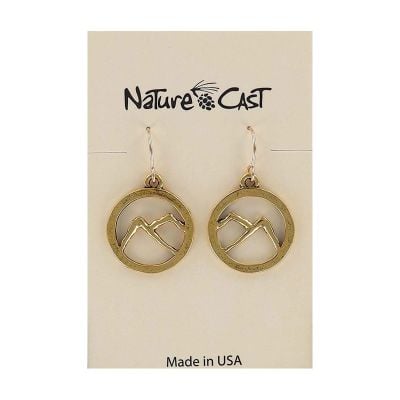 Earrings - Cutout Mountains in Circle (gold)