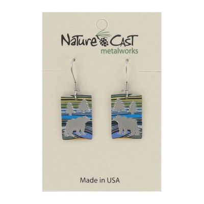 Earrings - Bear Rectangle Striped Landscape
