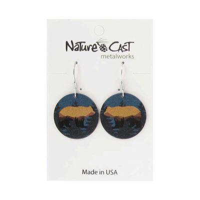 Earrings - Bear Round Disc