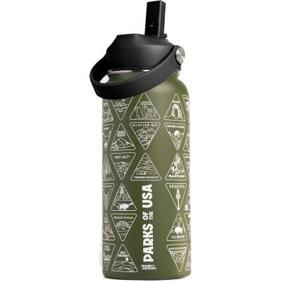 Water Bottle - NP Bucket List, green